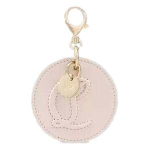 Christian Louboutin Round Leather Logo Leche Cream Bag Charm